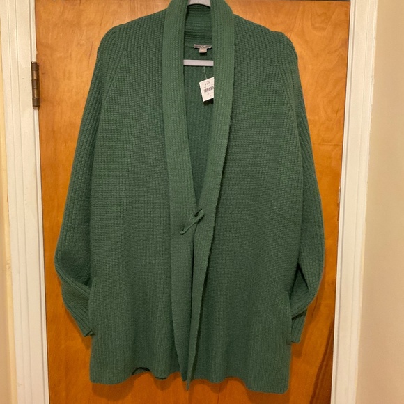 J. Jill Alpaca Wool Blend Cardigan Safety Pin Closure Dark Green NWT Sz L - Picture 1 of 13